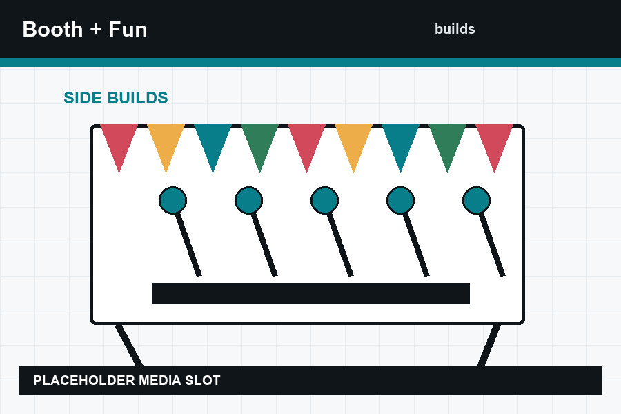 Rendered placeholder for a playful booth and mechanical installation