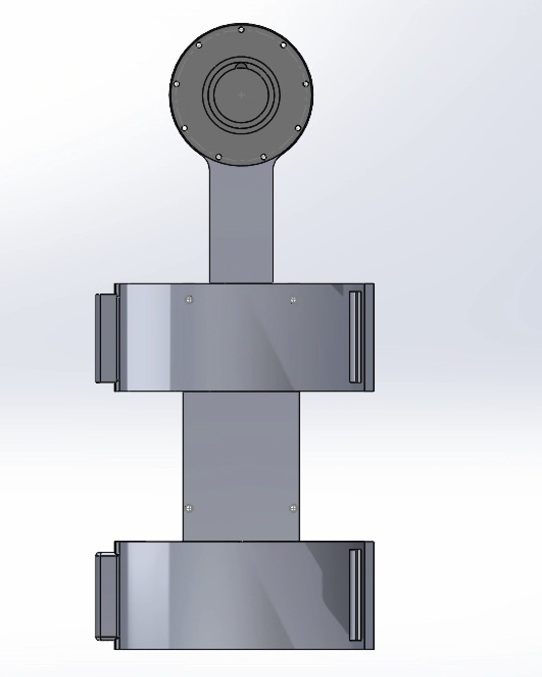 Front CAD view of the thigh bar assembly