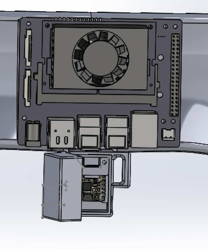 CAD view of the fixed pelvis IMU mount used as the static comparison configuration